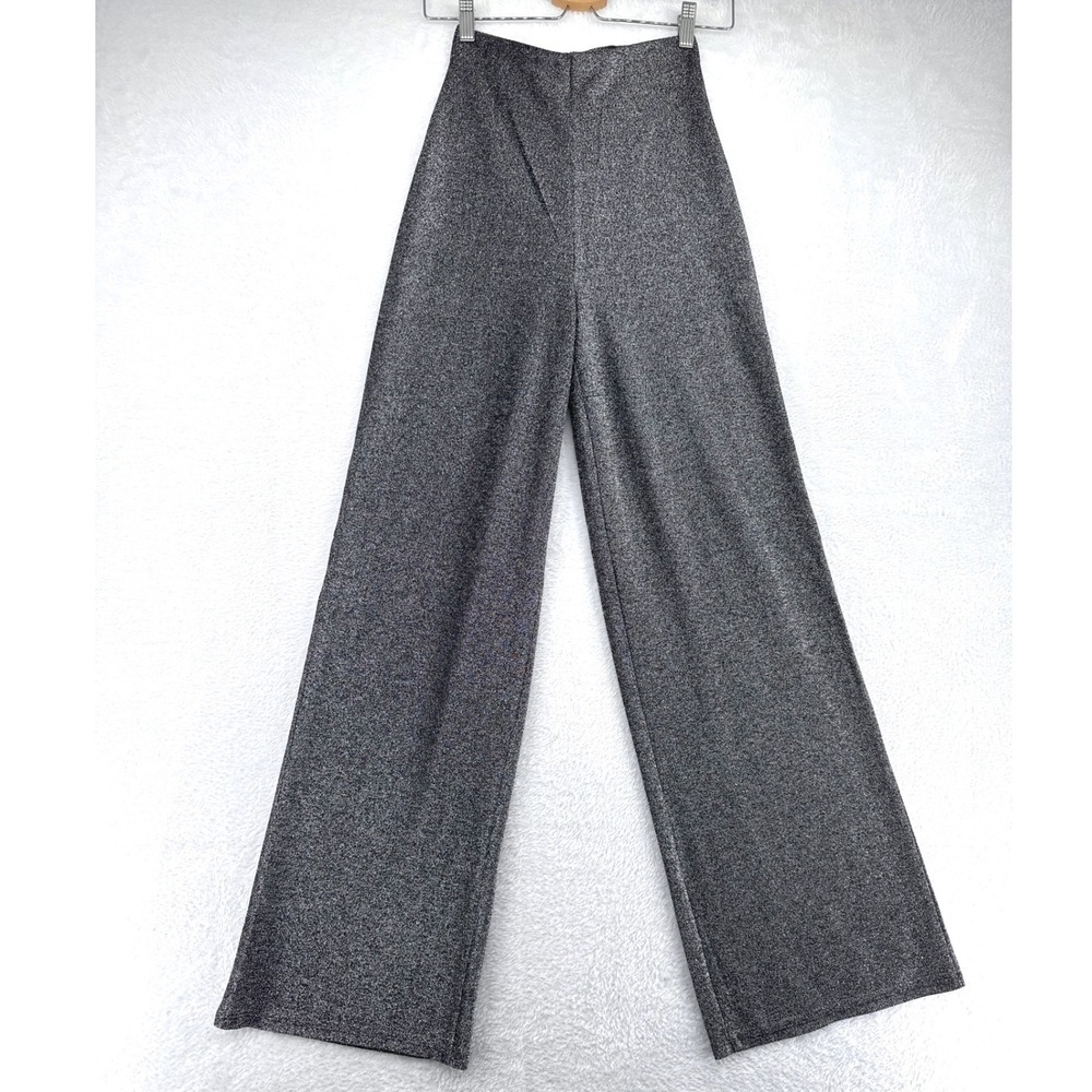 Silver Metallic Disco Retro Wide Leg Pants H&M Womens XS NWT